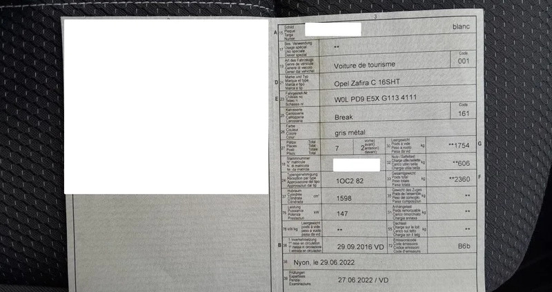 Opel Zafira cena 27000 przebieg: 120572, rok produkcji 2016 z Nowy Sącz małe 106